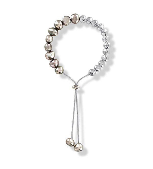 Copy of Half Grey Pearl/Half Nugget Bracelet