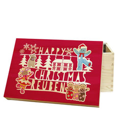 Pine Wooden with Red lid with Text "HAPPY CHRISTMAS" In The Night Garden Christmas Eve Box