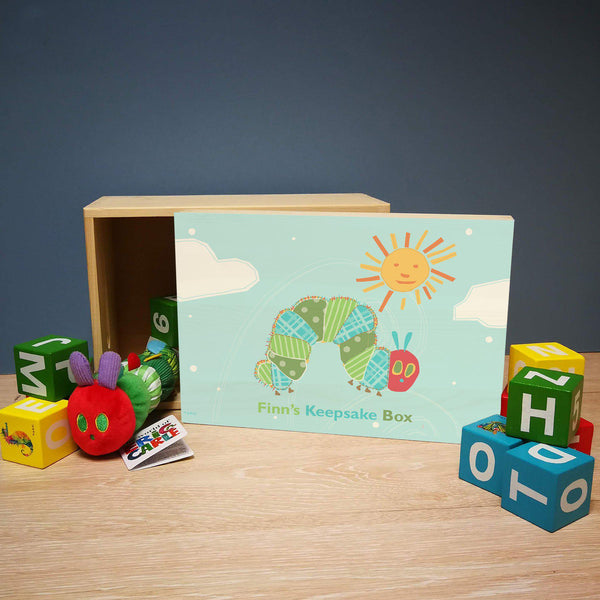 Keepsake Box BLUE Very Hungry Caterpillar Wooden Keepsake Box