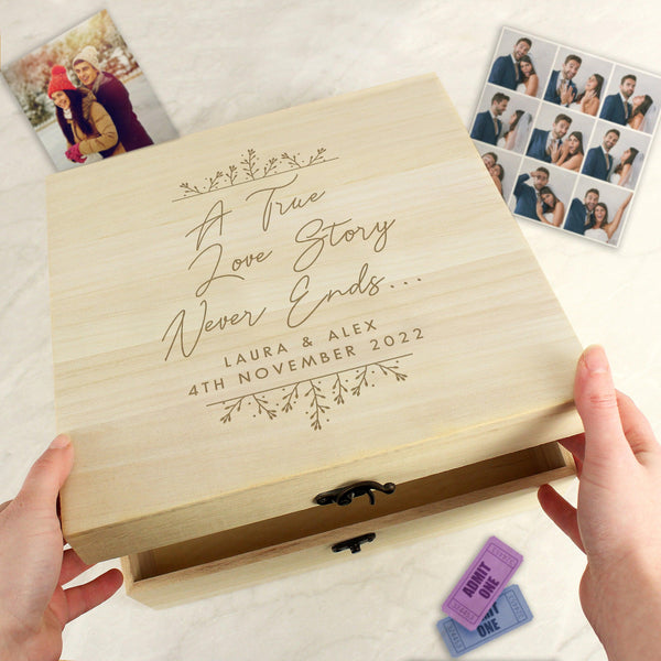 Keepsake Box Personalised True Love Story Wooden Keepsake Box