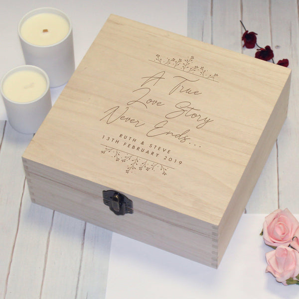 Keepsake Box Personalised True Love Story Wooden Keepsake Box