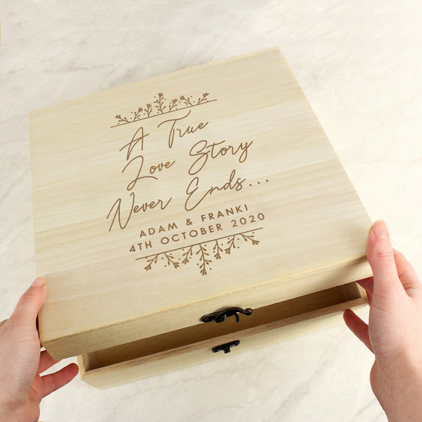 Keepsake Box Personalised True Love Story Wooden Keepsake Box