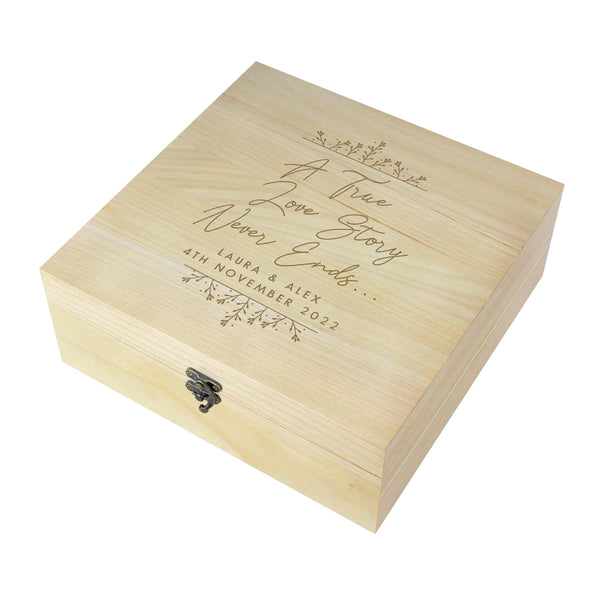 Keepsake Box Personalised True Love Story Wooden Keepsake Box