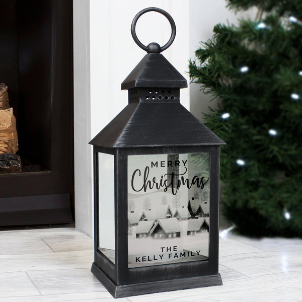 Lantern Personalised Town Christmas Rustic Black Lantern