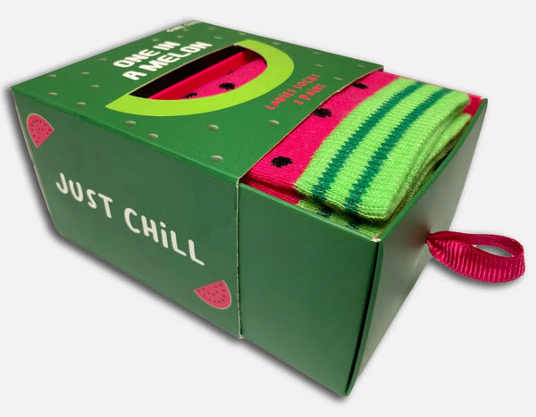 Closed up of Melon box with socks in slightly ajar