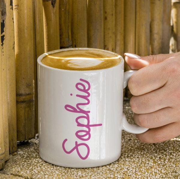 Mug Pink Name White Mug