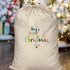 My First Christmas Cotton Sack - Text First Christmas Centered On the Sack With A Name Above First Christmas