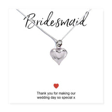 Bridesmaids Heart Necklace & Thank You Card