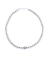 Silver Ball Necklace With Featured Grey Pearl