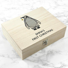 Personalised Baby Penguin First Christmas Box - Small - Personalised For Emma