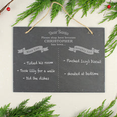 Christopher has been...... Naughty and nice Christmas large slate sign