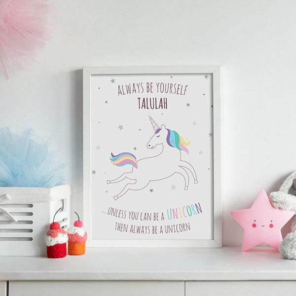 Personalised Print White Personalised Unicorn Print