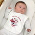 Personalised Rooftop Santa 1st Christmas Bib Worn By Baby Boy