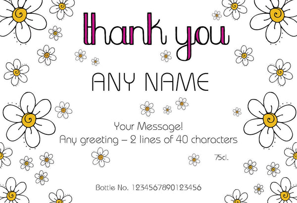 Personalised Thank You Daisies Rosé Wine =  Close Up Of Label