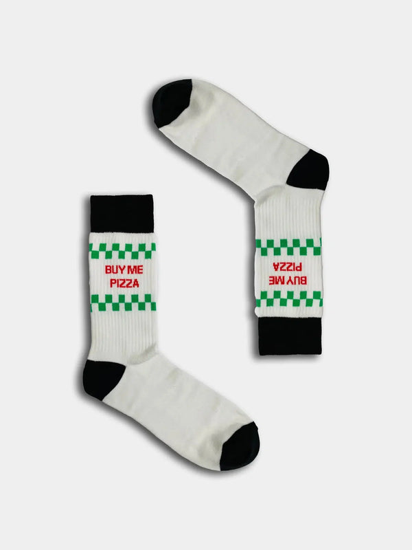 Buy me pizza - black and white socks