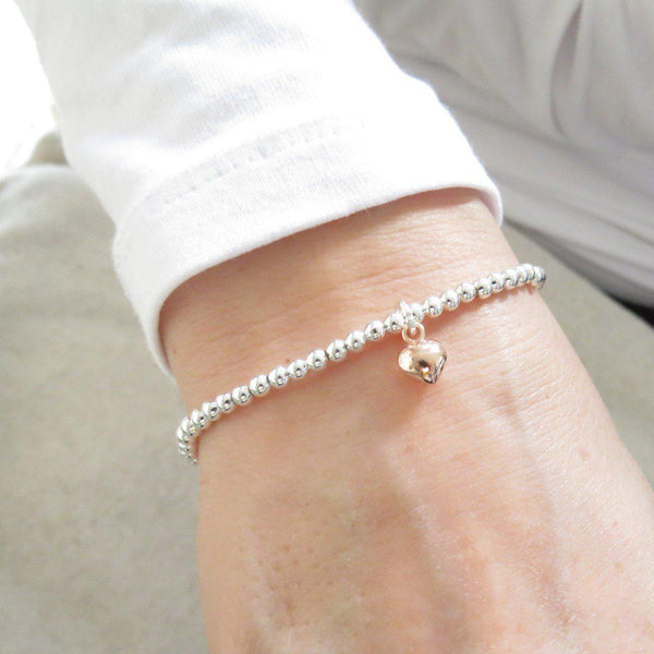 Bracelet Silver Beaded Charm Bracelet