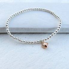 Bracelet Silver Beaded Charm Bracelet