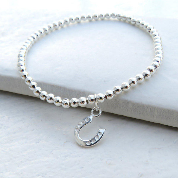 Bracelet Silver Beaded Charm Bracelet