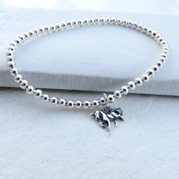 Bracelet Silver Beaded Charm Bracelet