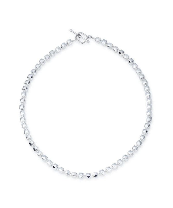 Necklace Silver Colour Cube Necklace