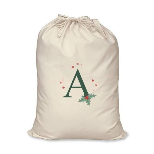 Christmas Sack Tree Initial Cotton Sack