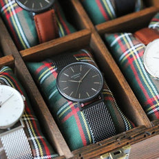 Handwriting Engraving - Men's Minimalist Watch + Pitch Black Mesh Strap