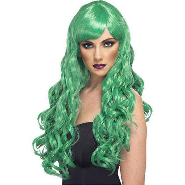 Wigs Green White Desire Long Curly Wig