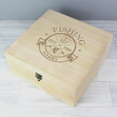 Personalised Fishing Club Wooden Storage Box
