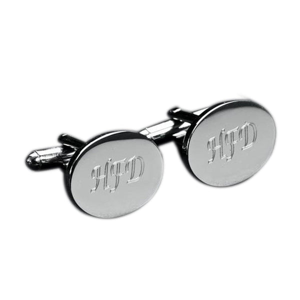 Oval Cufflinks - Personalised Silver Cufflinks With Three Initials 