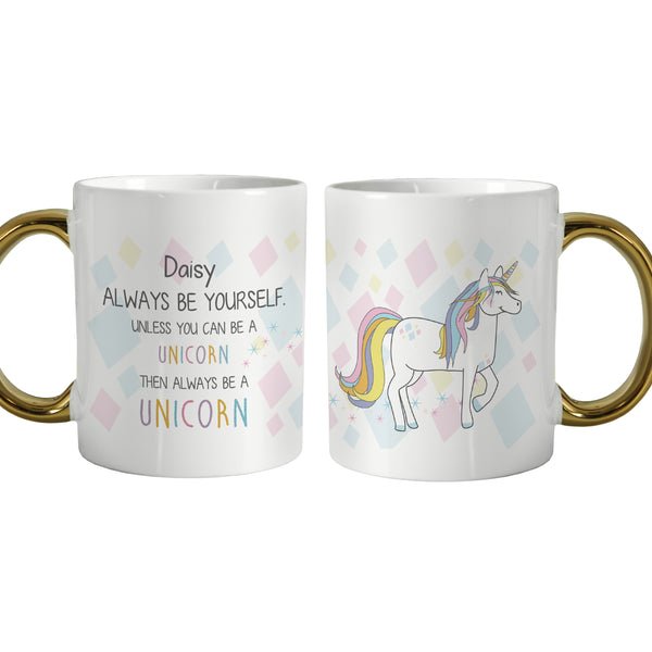 White Unicorn mug with text on reverse that reads 