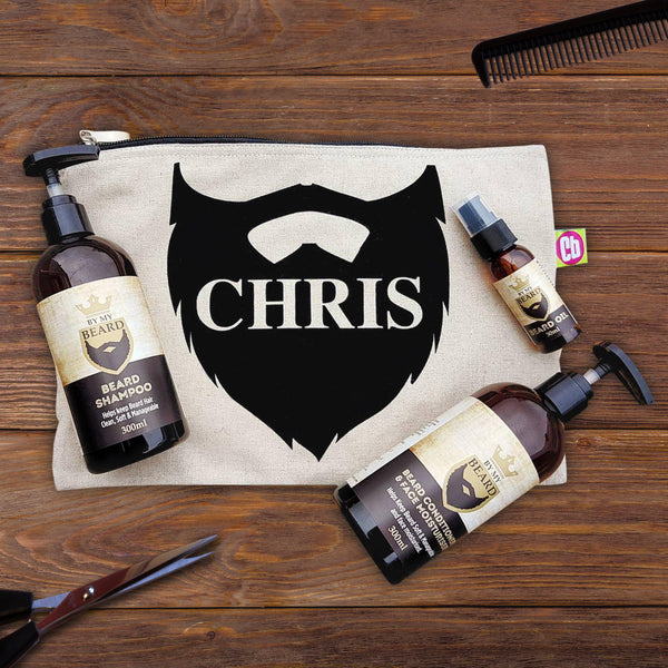 Name Personalised Beard Kit With Beard Shampoo, Conditioner And Oil