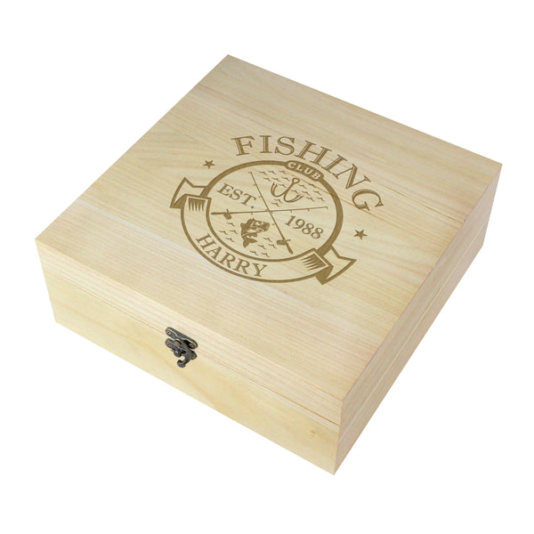 Fishing Club Wooden Storage Box Personalised For Harry
