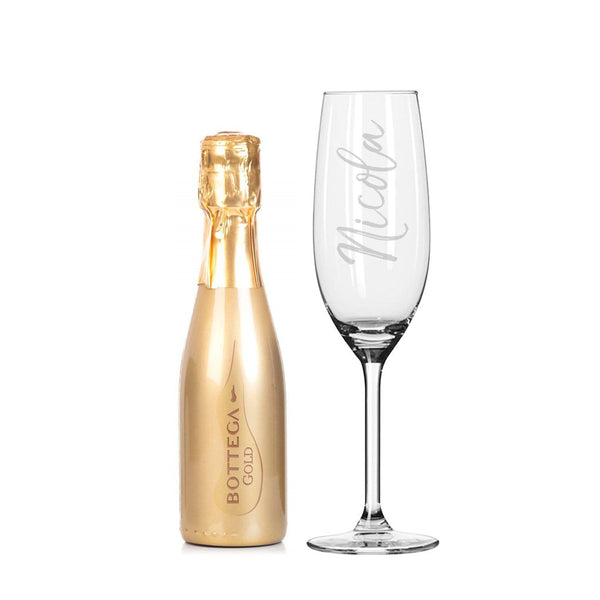 200ml Gold Bottega & Flute Set with personalised glass