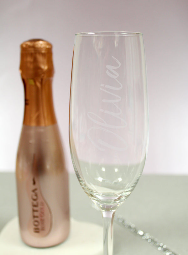 200ml Rose Gold Bottega & Flute Set - Glass Close Up