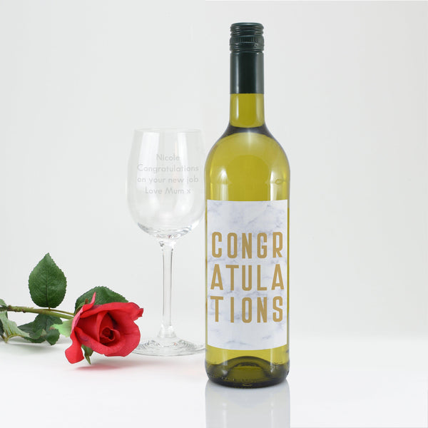 Congratulations White Wine Gift Set -  Big CONGRATULATIONS On The Wine Label