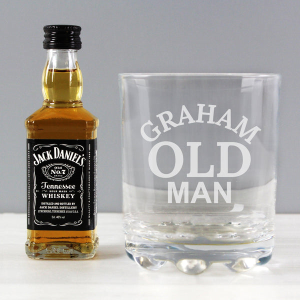Personalised Old Man Tumbler and Whiskey Miniature Set, personalised for graham