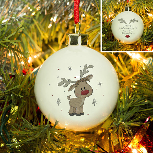 Little Reindeer Bauble - Features A Cute Little Rudolph