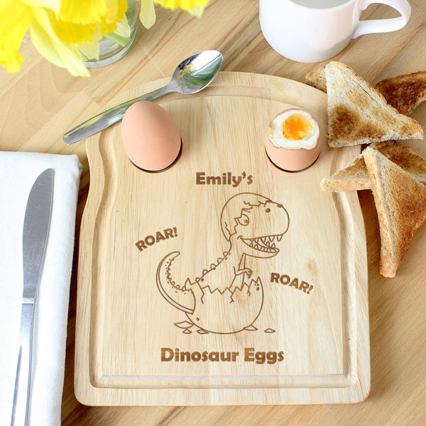 Dinosaur egg and toast board