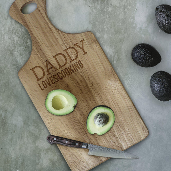 Hevea wood personalised With DADDY LOVES COOKING Paddle Board 