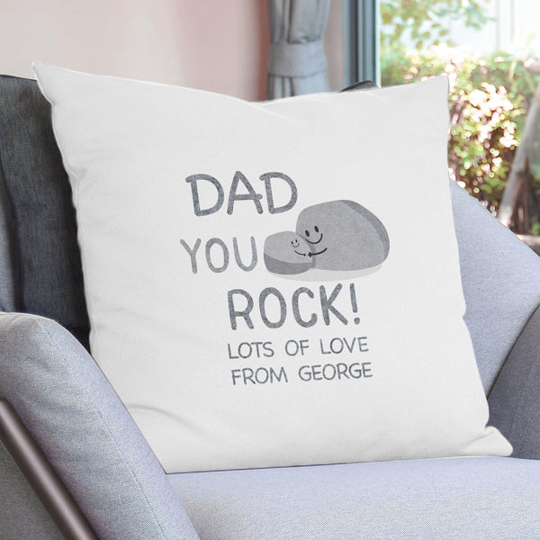 DAD You Rock Personalised Linen Cushion