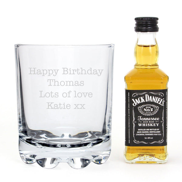 Happy birthday free text tumbler set with Jack Daniels minature 1