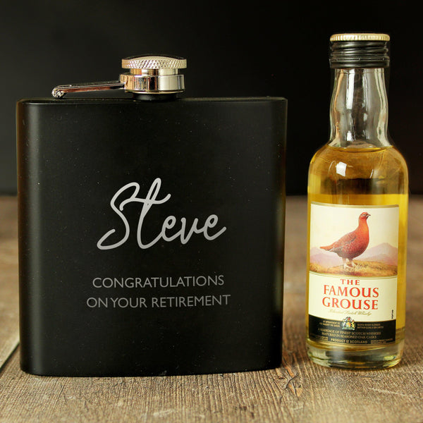 Personalised with Steve Black Hip Flask and Miniature Bells