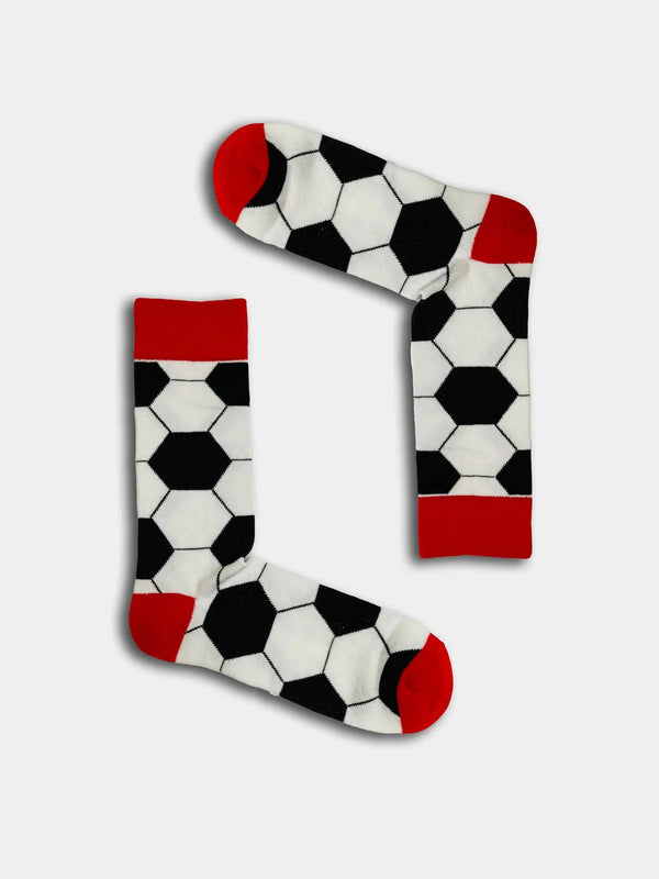 Red, white and black football themed socks