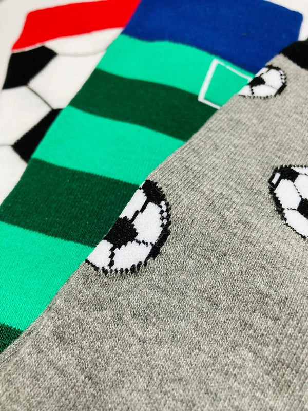 Close up of football themed socks