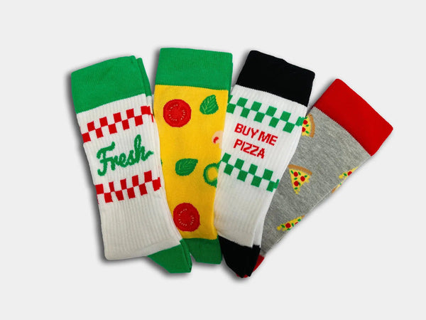 4 pizza themed style socks