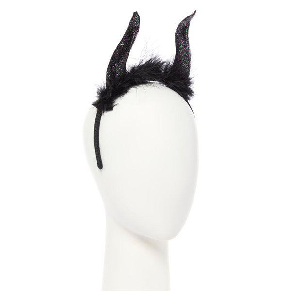 Black Glittery Horn Headband - Front Facing View