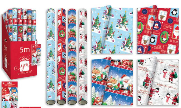 Santa &* Friends 5m Wrap In 4 Different Designs