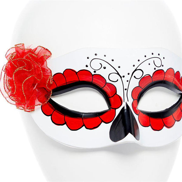 Close Up View Day of the Dead Masquerade Mask