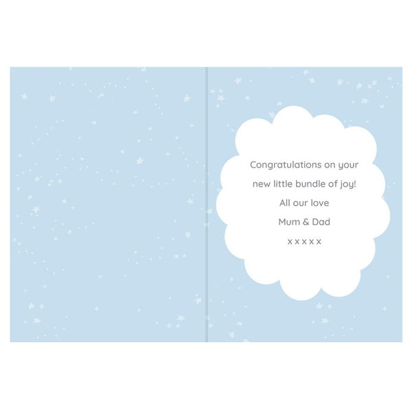 Personalised '10 Little Fingers' Blue Baby Card -  Personalised Text Inside The Card