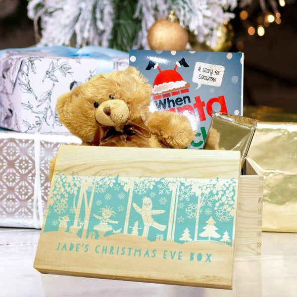 A Pine In The Night Garden Snowtime Christmas Eve Box Featuring A Blue And White Snow Scene On The Lid